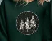 Pine Tree and Starry Night Shirt | Camping Sweatshirt | Ecology Shirt | Pine Tree Lover Gift & Camping Gift | Pine Tree on Green Shirt