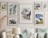 Mont Blanc Wall Art Set of 8 | Alps Wall Decor | Mountain Watercolor Wall Art Set of 8  | Watercolor Landscape Art for Alps Lovers