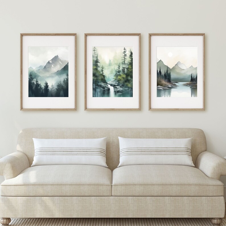 Ethereal Wilderness Landscape Watercolor Gallery Wall Set of Etsy