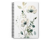 Boho Blossoms Botanical Journal | Sage Flower Spiral Notebook | Minimalistic Boho Notebook for Journaling | Perfect for Floral Lovers