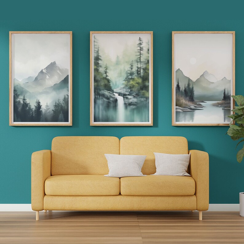 Ethereal Wilderness Landscape Watercolor Gallery Wall Set of Etsy