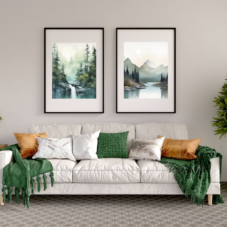 Ethereal Wilderness Landscape Watercolor Gallery Wall Set of Etsy