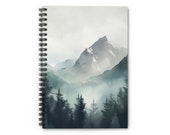 Watercolor Mountain Notebook: "Ethereal Wilderness"|  Lined Journal with Foggy Forest | Spiral Notebook | Perfect Gift for Nature Lovers