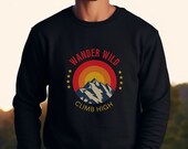 Retro Mountain Before Sunrise Shirt | Adventure Awaits Vintage Crew Neck Sweatshirt | Perfect Mountain Lover Gift | Adventure Sweatshirt |