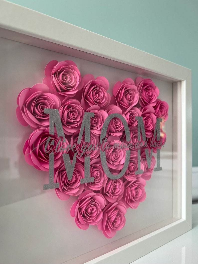 Flower Shadow Box, Personalized Shadow Box, Heart Flower Box, Shadow