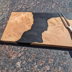 Maple burl and resin charcuterie board.17.75 x 9.5