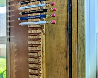 Présentoir mural à crayons de golf en chêne - 24 crayons