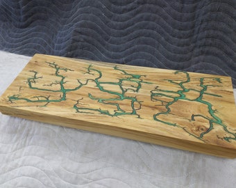 Planche en érable avec motif de brûlure de Lichtenberg 21,5 x 8