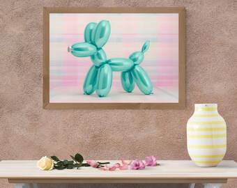 Balloon Dog Wall Print, Pastel Preppy Pet Parent Art, Abstract Pet Lovers Wall Art, Balloon Dog Decor, Quirky Apartment Aesthetic