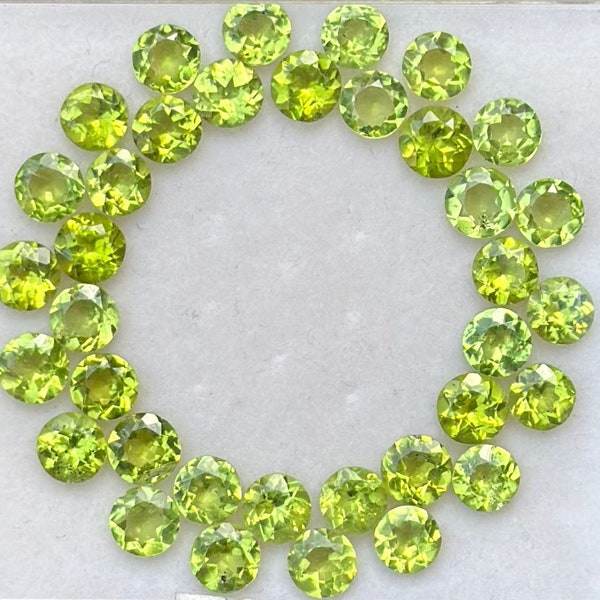 6 mm Certified Natural Peridot Round Cut Lot Faceted Calibrated Loose Gemstones 10 Pieces Lot