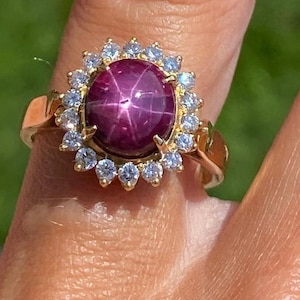 Bague étoile rubis rouge, argent sterling 925 fait main, cadeau de fiançailles ou d'anniversaire personnalisé pour elle