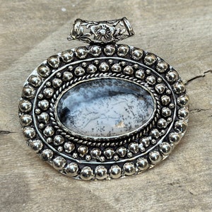 Dendrite Opal Pendant Brass Sterling Silver Pendant Dendrite Opal Gemstone Pendant Handmade Jewelry Dendrite Opal Jewelry Gift For Her