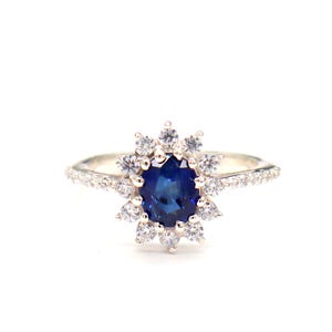 Dainty Blue Sapphire Ring in Sterling Silver – Handmade September Birthstone Jewelry – Engagement or Anniversary Gift for Her