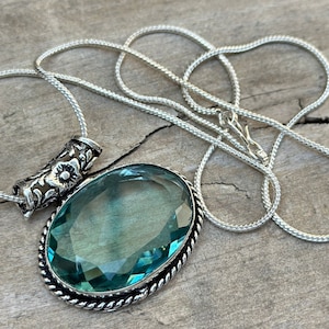 Green Tourmaline Pendant Brass  Sterling Silver Pendant Tourmaline Gemstone Pendant Handmade Jewelry Tourmaline Jewelry For Gift With Chain