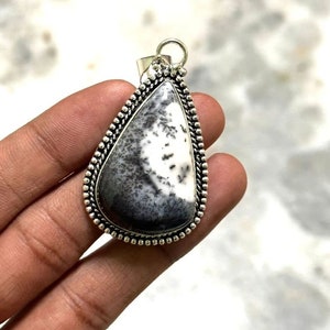 Dendrite Opal Pendant Brass  Sterling Silver Pendant Dendrite Opal Gemstone Pendant Handmade Jewelry Dendrite Opal Jewelry Gift For Her