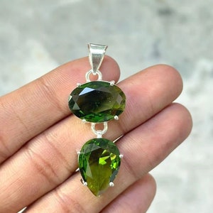 Peridot Pendant – Handmade Sterling Silver Necklace – Natural Green Peridot Gemstone Jewelry – Elegant Gift for Her