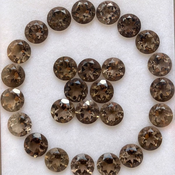 6 mm Natural Smoky Quartz Round Shape Cut Lot 10 Pcs Faceted Calibrated Loose Gemstones