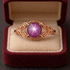 Vintage Star Ruby Ring – Rose Gold Art Nouveau Sterling Silver