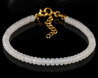 Armband med regnbågsmånesten: Justerbar boho ädelsten i sterlingsilver
