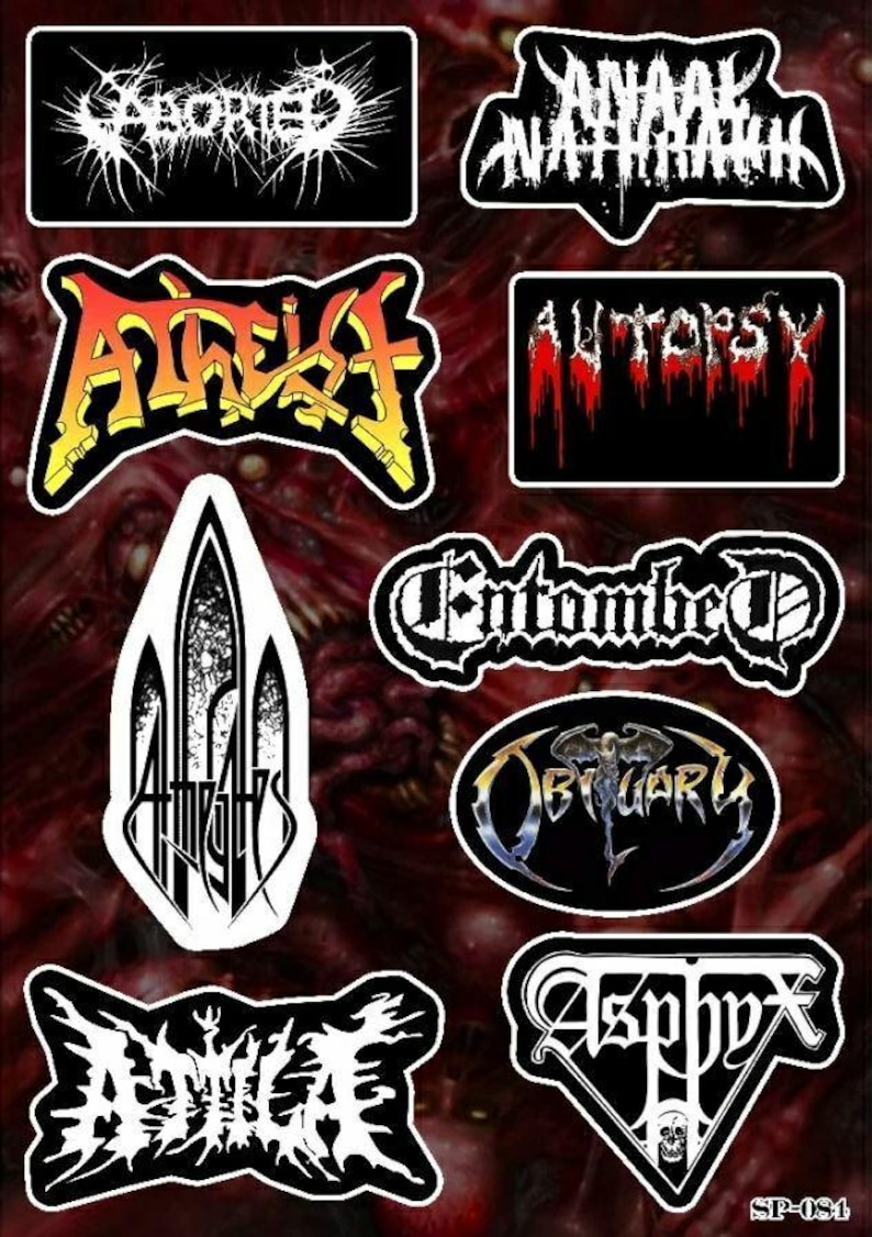 Death Metal Sticker Pack - Aborted Atheist Attila Entombed Obituary ...