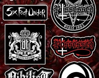 Pacchetto adesivi Death Metal - Vader, Six Feet Under, Nihilist, Mastodon, Possessed, Dark Tranquillity, Decapitated - Band