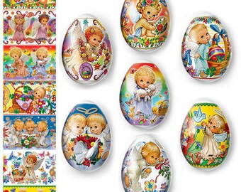 Heat Shrink Wrap - Easter Egg Wraps - Sleeve Decoration Sticker - Angels