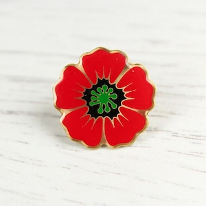 Lapel Pin - Badge - Flower Red Poppy - Memorial Remembrance Veteran&#39;s Day