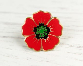 Spilla da bavero - Distintivo - Fiore Papavero rosso - Memoriale Giorno dei veterani