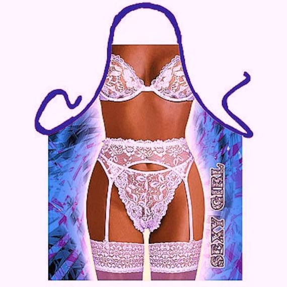 Funny Sexy Girl Woman Apron - in Lingerie Cooking Kitchen Apron  Bachelorette