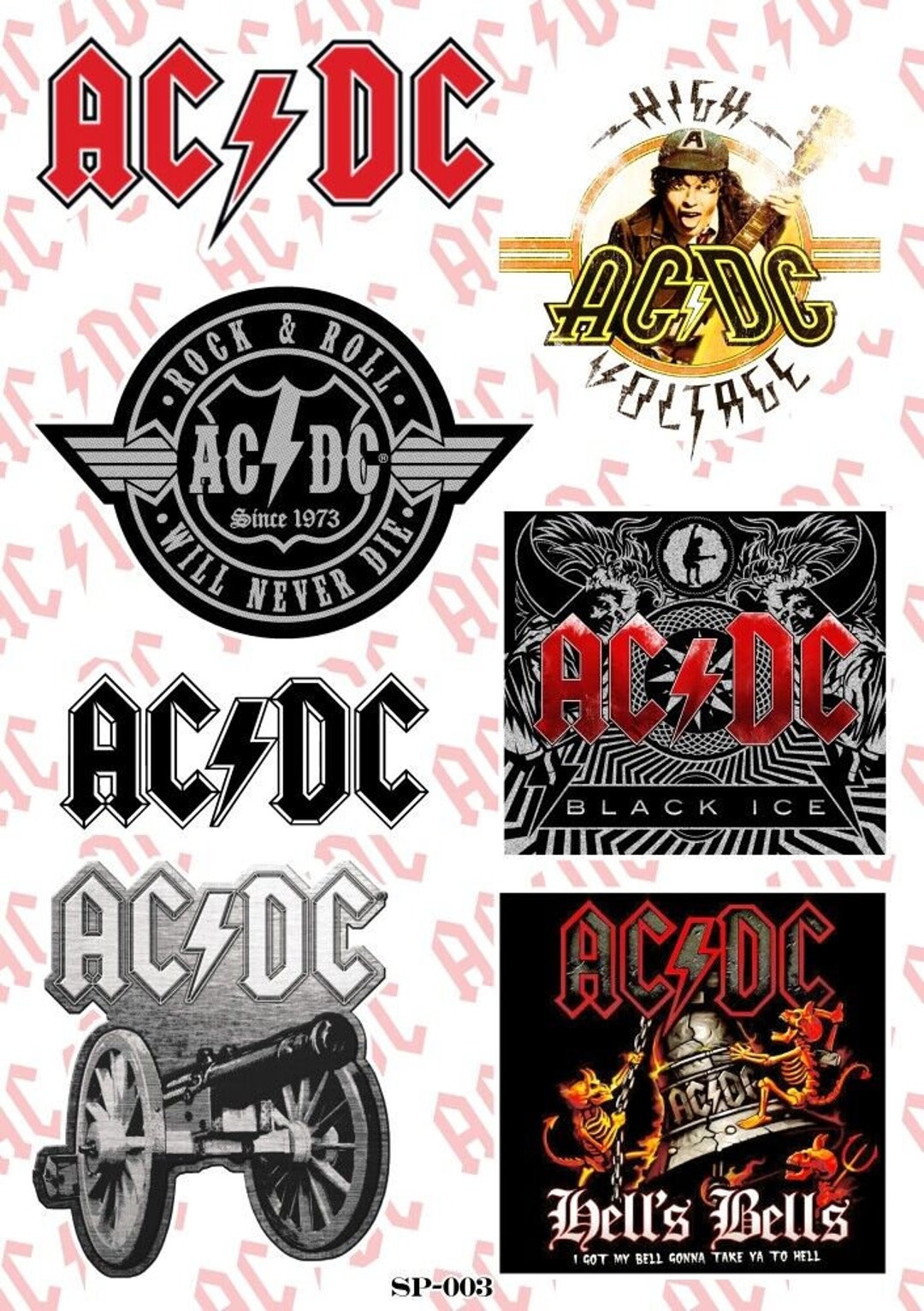 ACDC AC/DC Album Covers Sticker Pack - Australian Hard Blues Rock Band ...