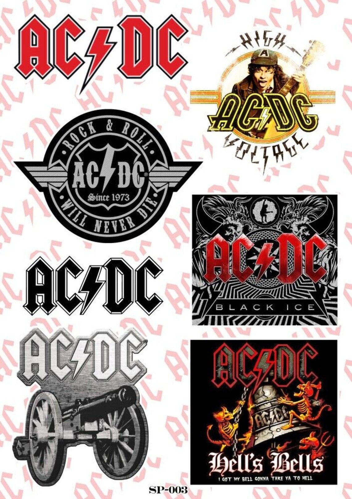 ACDC AC/DC Album Covers Sticker Pack - Australian Hard Blues Rock Band ...