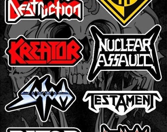 Pack d'autocollants en métal Thrash - Exodus Destruction Kreator Sodom Razor Machine Head