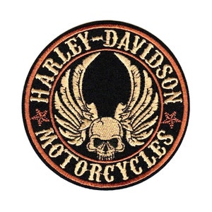 Motorcycles Patch - H-D Skull American Biker Club Gang Logo - Hook&Loop (Velcro#) style.