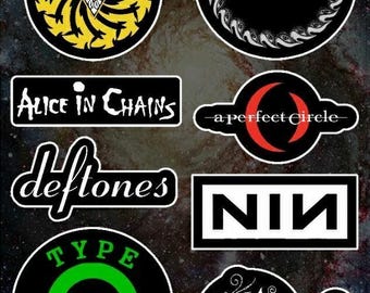 Pacchetto adesivi in metallo - Soundgarden - Alice in Chains - Deftones - Type O Negative - Tool - A Perfect Circle - Opeth - NIN