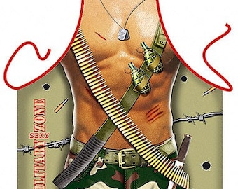 Funny Sexy Men Apron - Military Sexy Zone - in lingerie cooking kitchen apron bachelorette
