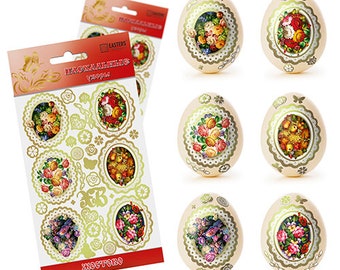 Easter Eggs Decorating Stickers of Flowers - self-adhesive STICKERS