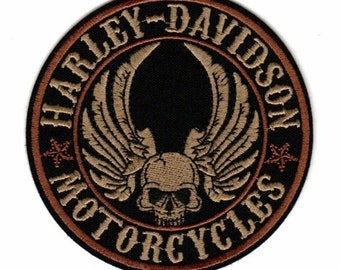 Harley Davidson Patch With Flames Logo. Design for Embroidery