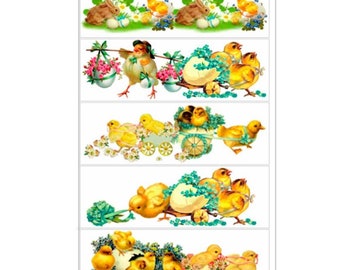 Heat Shrink Wrap - Easter Egg Wraps - Sleeve Decoration Sticker - Bright Chicks and Rabbits