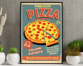 Vintage Pizza Advertisement Poster: Retro Italian Food Art (Digital Download)