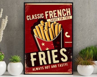 Vintage French Fries Poster: Retro Kitchen Wall Art (Digital Download)