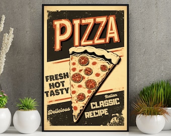 Vintage Pizza Advertisement Poster: Retro Kitchen Wall Art (Digital Download)