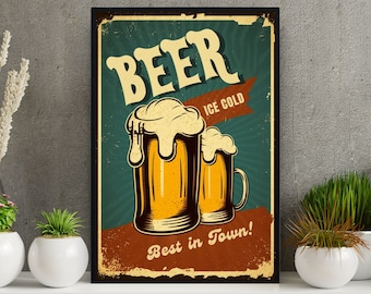 Beer Vintage Advertisement Poster Retro Drinks Digital Art Printable Bar decor Instant Download Home Decor Collectibles Nostalgic Print Gift