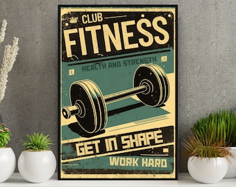 Vintage Gym Advertisement Poster: Retro Fitness Wall Art (Digital Download)