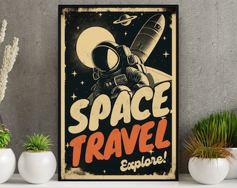 Retro Space Travel Poster: Vintage Advertisement Art Print (Digital Download)