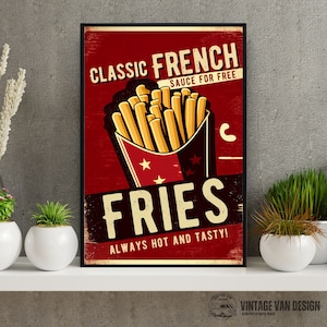 Vintage French Fries Poster: Retro Kitchen Wall Art (Digital Download)