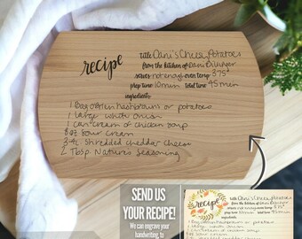 Handwritten Recipe Cutting Board, Custom Charcuterie Board, Personalized Engraved Gift