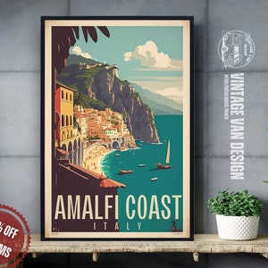 Vintage Italien Amalfi Werbeplakat I Retro Italienisch Digital Art Print I Italien Amalfiküste Dekor und Wandkunst - Digital druckbare Kunst