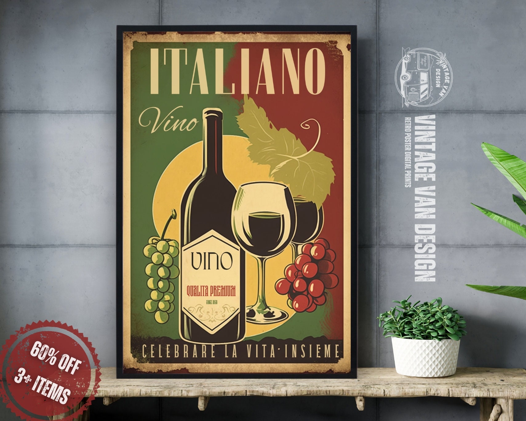 ヴィンテージ ワイナリー イラストポスター Vintage wine poster - Etsy 日本