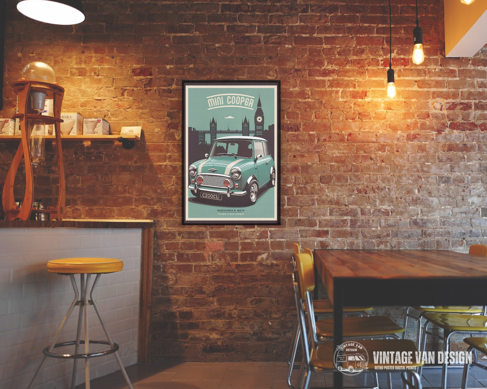 Mini Cooper Vintage Advertisement Poster Retro Travel