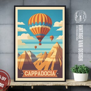 Retro Hot Air Balloon Advertisement Print I Vintage Aviation Travel Poster I Printable Plane wall art - Nostalgic Digital Download